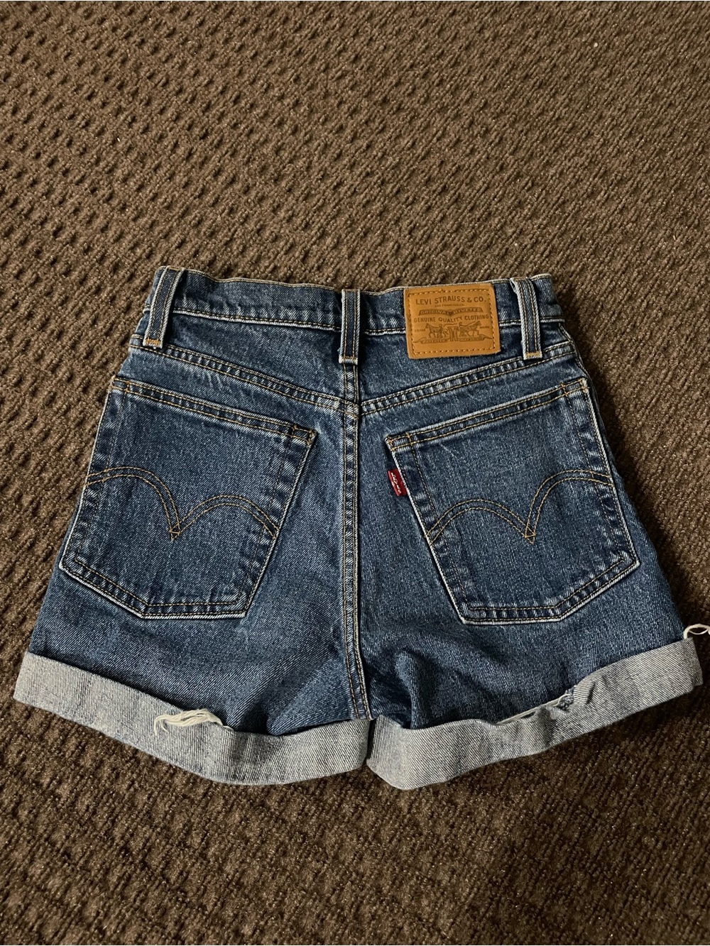 Levi's Dark Blue Denim High-Waist Rolled Cuff Shorts